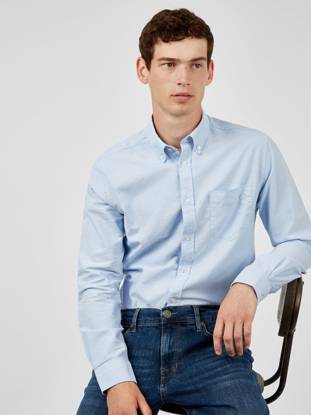 Chemises Ben Sherman Signature Organic Long-Sleeve Oxford Bleu | HQL-29468919